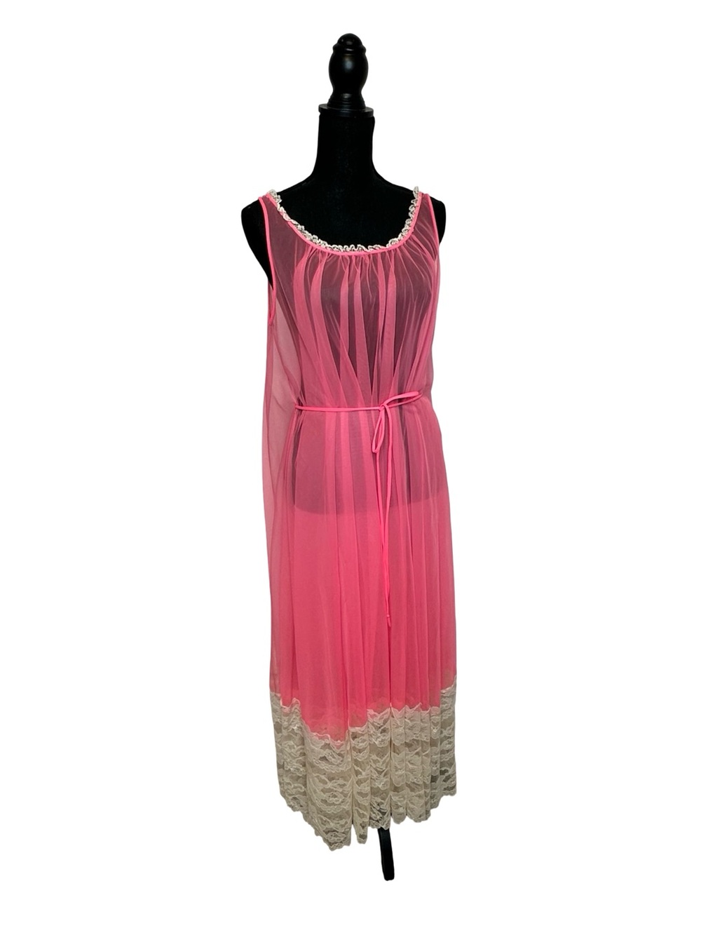 DEENA Sheer Hot Pink Negligee, Nightgown One Size